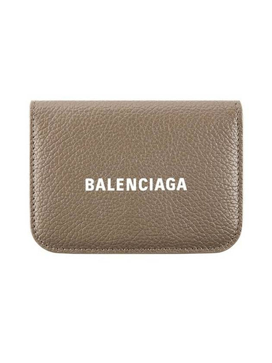 Luxury Balenciaga Trending 2026 Logo Tripold Leather Half-Wallet Brown