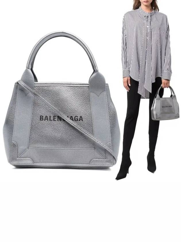 Luxury Balenciaga Trending 2026 Navy Cabas XS Leather Tote Bag Grey