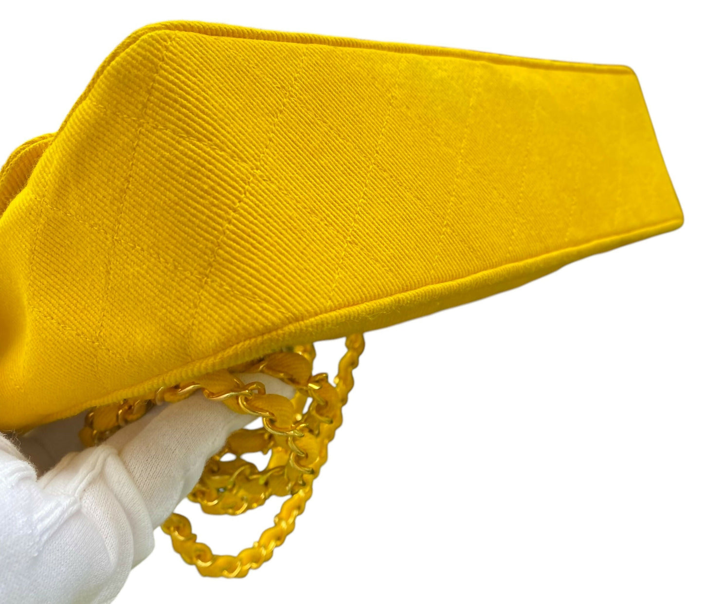 Chanel 90 s Yellow Denim Medium Classic Flap Bag 24K Gold Hardware