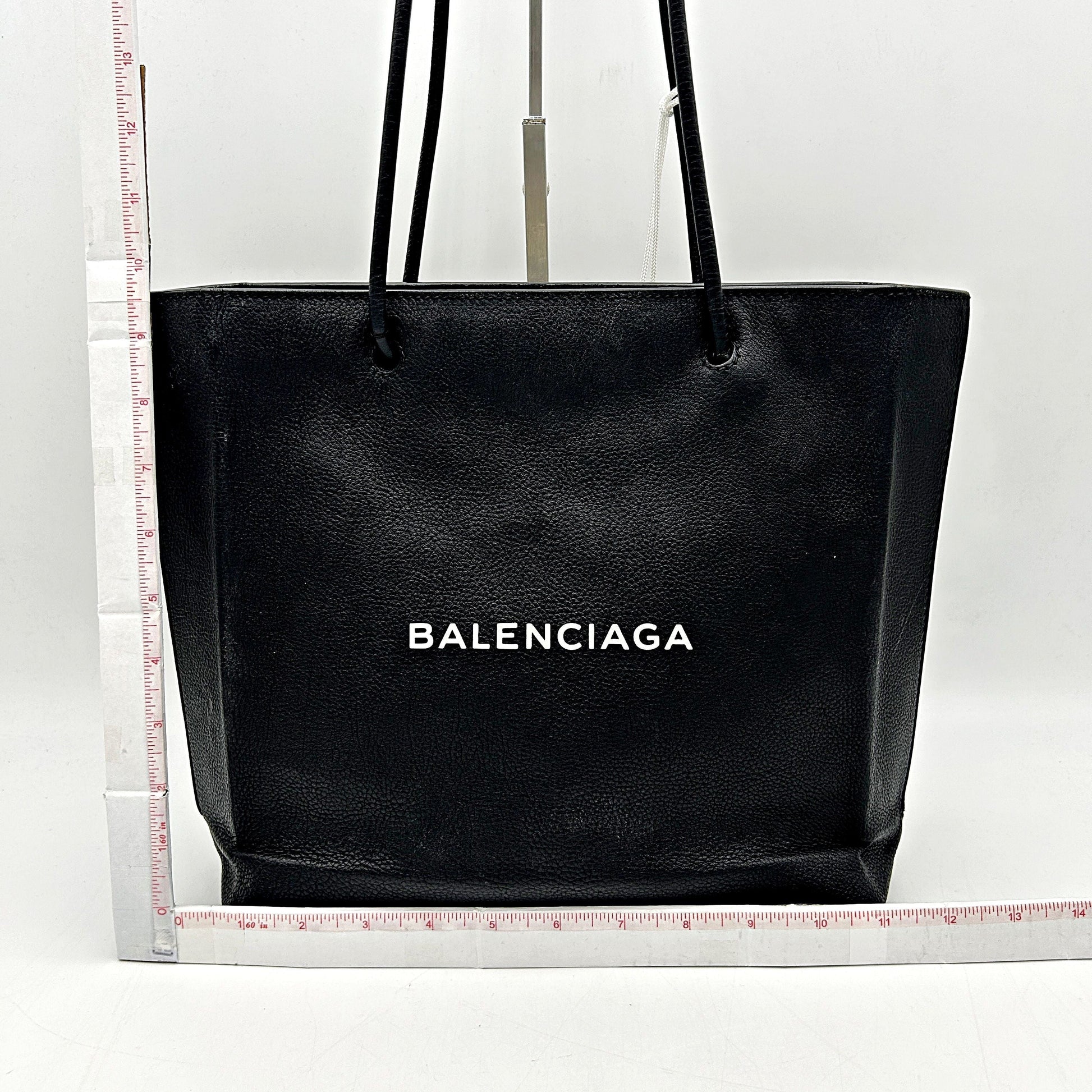 BALENCIAGA Calfskin Logo Small Shopping Black LA39923