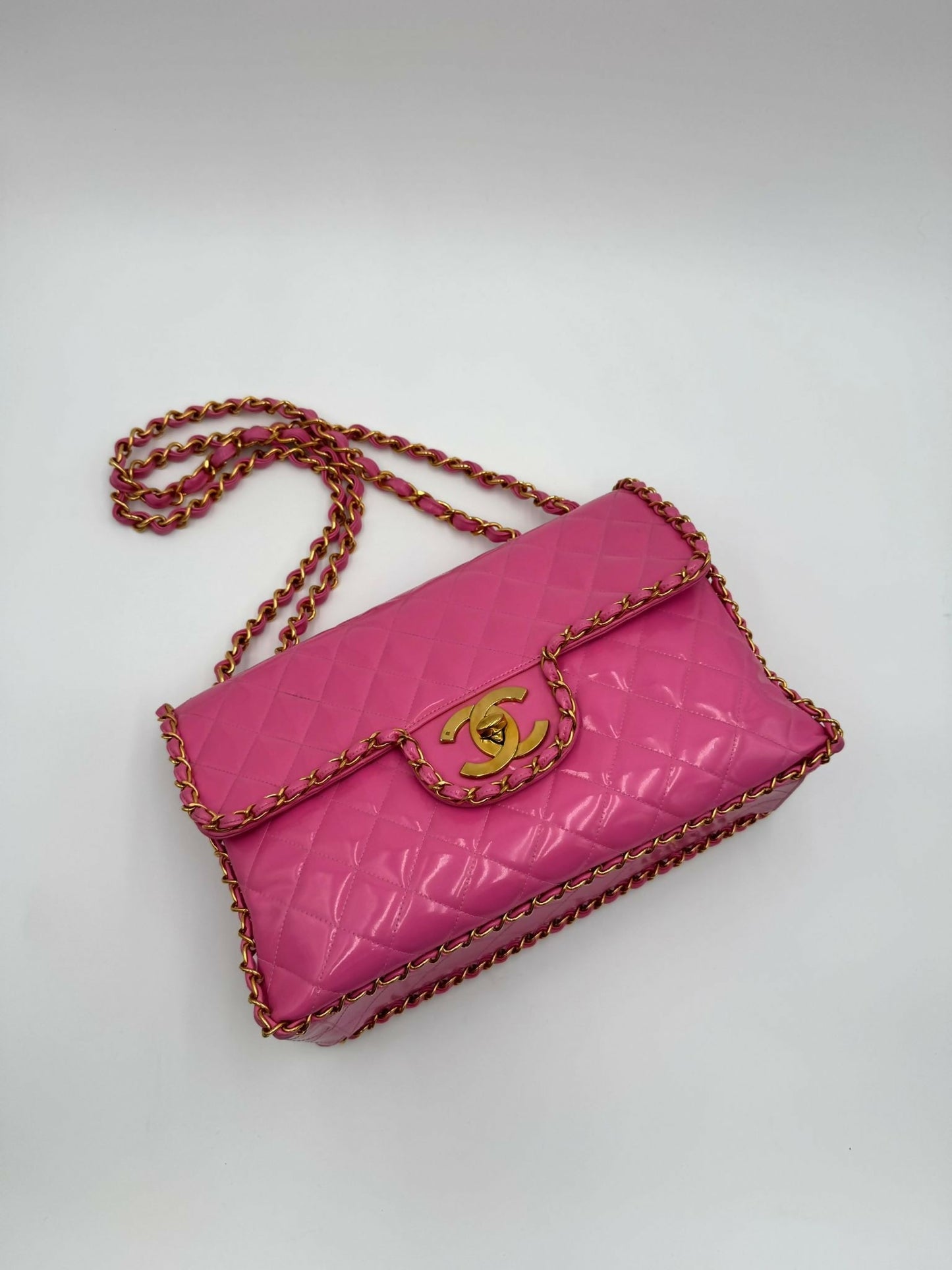 Chanel 1995 Barbie Pink Chainlink Maxi Flap Bag