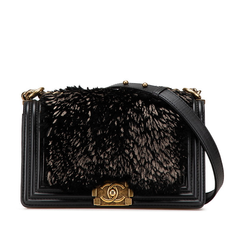 Chanel Boy Chanel Lambskin Fur Shoulder Bag