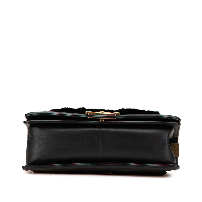 Chanel Boy Chanel Lambskin Fur Shoulder Bag