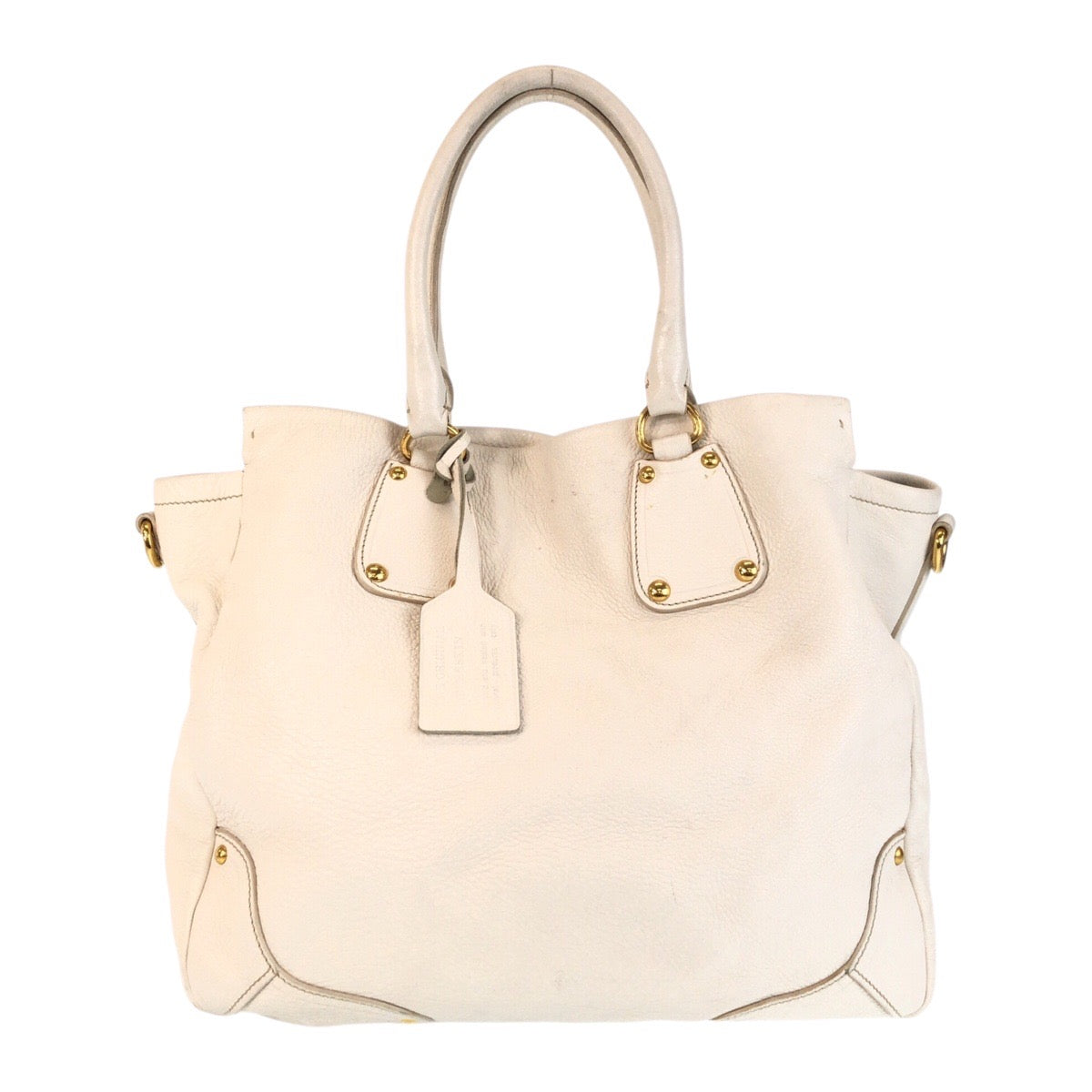 PRADA Tote Bag leather White Ivory Gold Metal Vitterodino