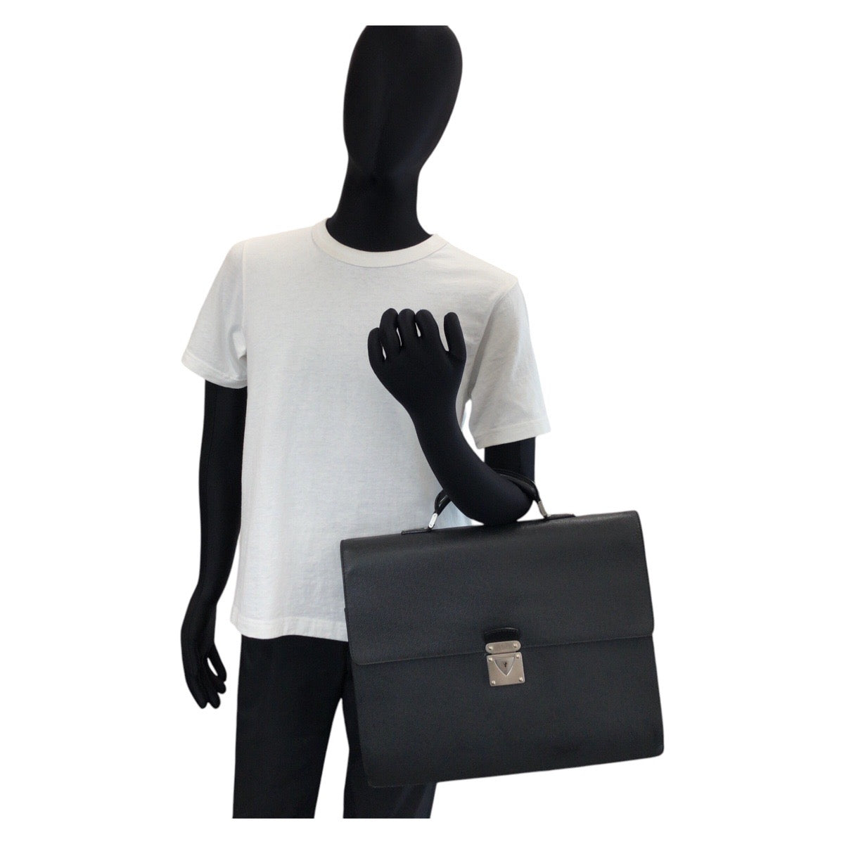 LOUIS VUITTON Business bag M31052 leather Ardoise Black SilverMetal Business bag briefcase Taiga Robusto 1 mens
