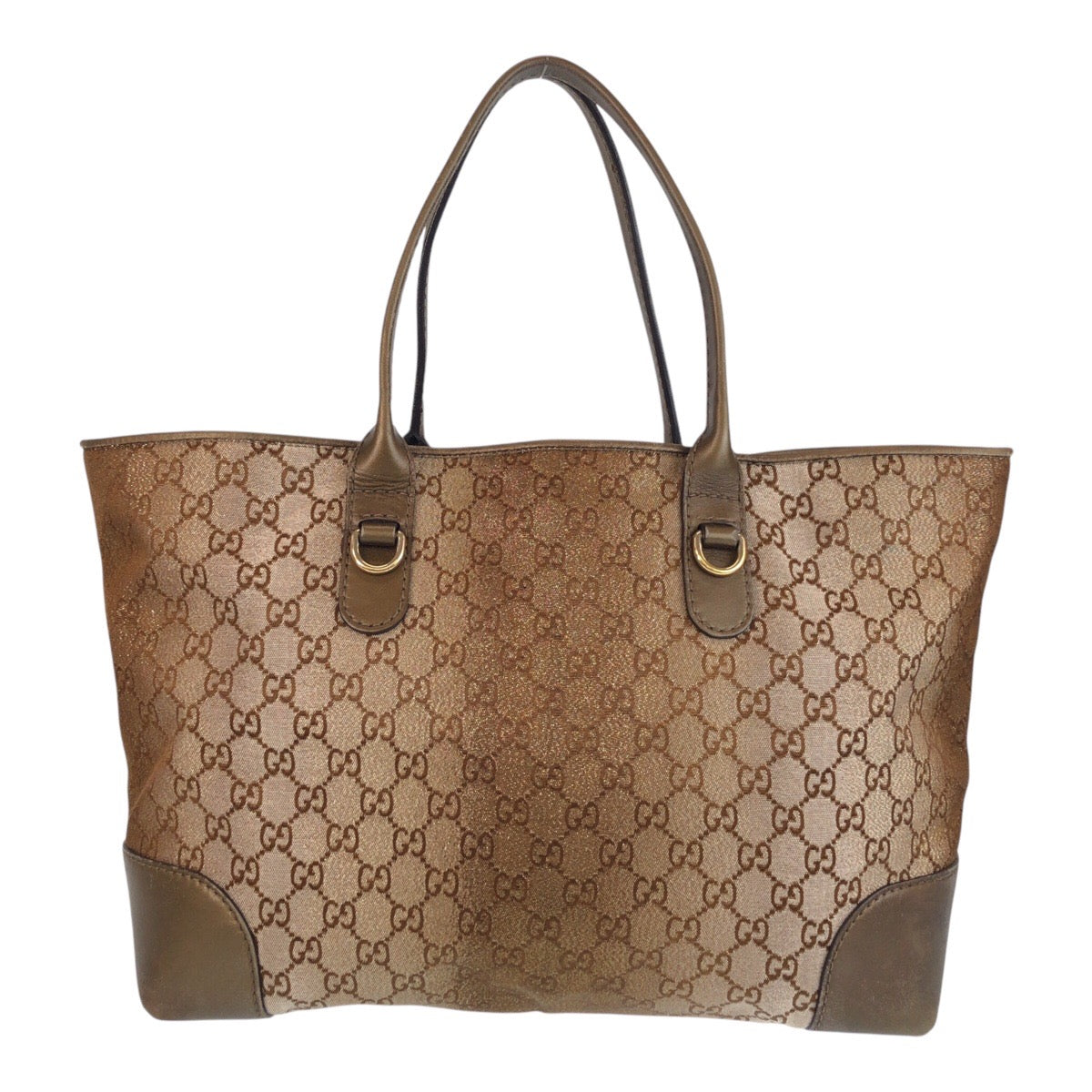 GUCCI Tote Bag 269956 GG canvas Brown Gold Metal