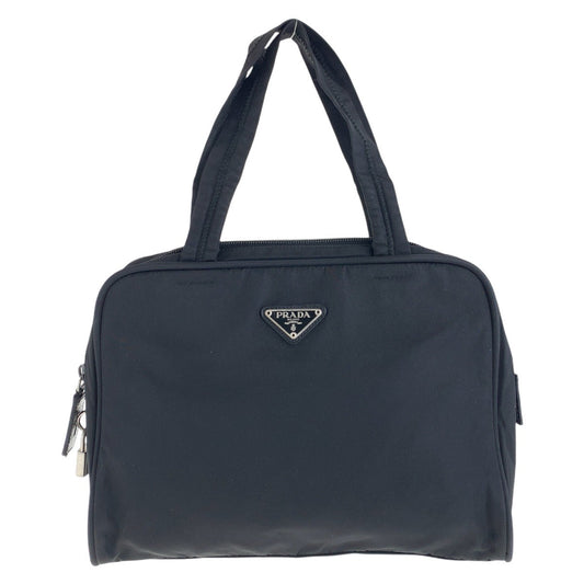 PRADA Tote Bag Nylon Black SilverMetal Test Triangle With logo