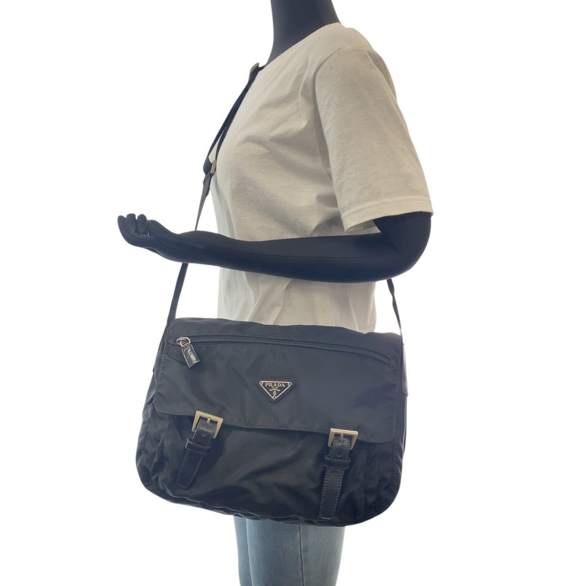PRADA Shoulder Bag Nylon black Test Triangle With logo - Style 11