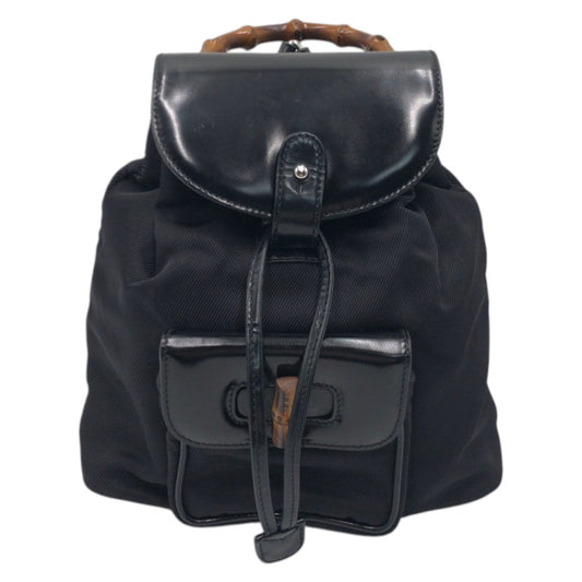 Gucci Bamboo Nylon Patent Leather Backpack
