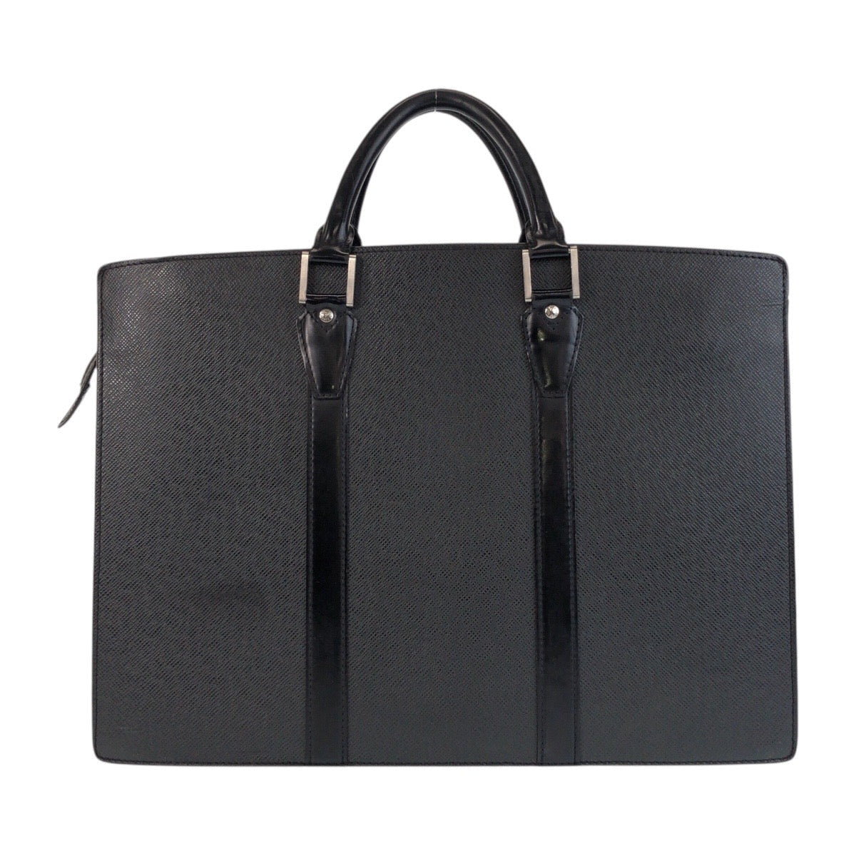 LOUIS VUITTON Business bag leather Ardoise Black SilverMetal Taiga Porto Documan Rozan