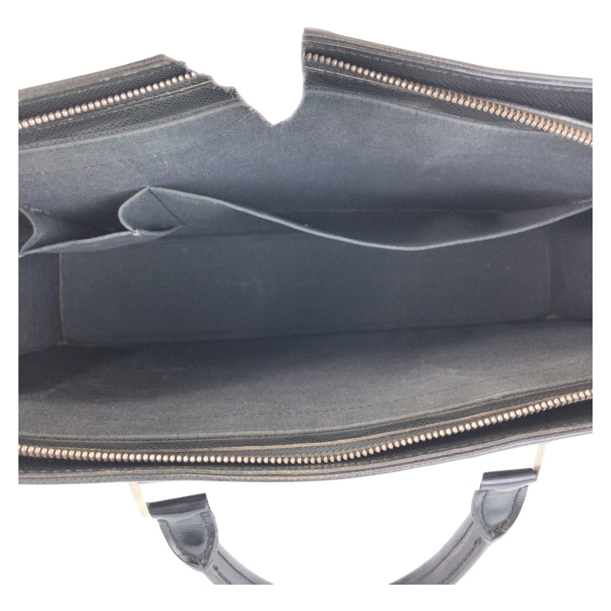 LOUIS VUITTON Business bag leather Ardoise Black SilverMetal Taiga Porto Documan Rozan