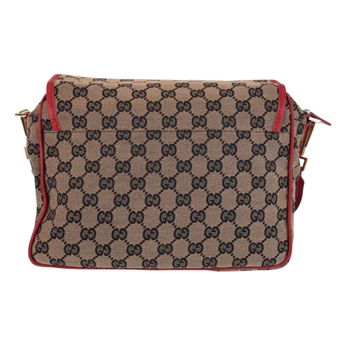GUCCI Shoulder Bag 001 0375 GG canvas Red Beige Gold Metal