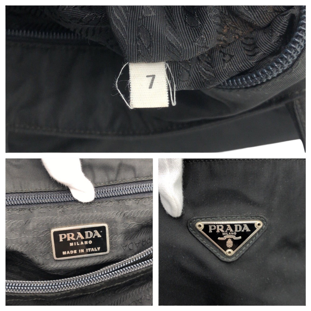 PRADA Tote Bag Nylon black Test Triangular logo - Style 2