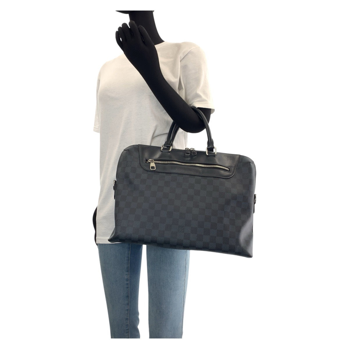 LOUIS VUITTON Business bag N48260 PVC, Leather Black SilverMetal Business bag Briefcase 2way Damier Graphite Porto Documentaion NM mens