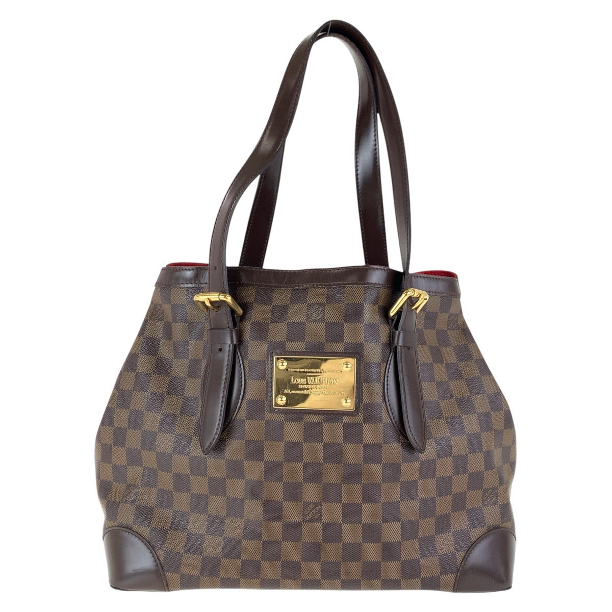 LOUIS VUITTON Tote Bag PVC Brown Gold Metal Damier Hamstead MM