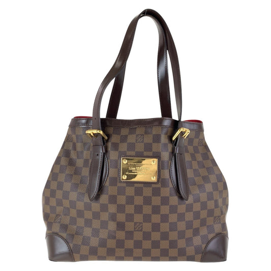 LOUIS VUITTON Tote Bag PVC Brown Gold Metal Damier Hamstead MM