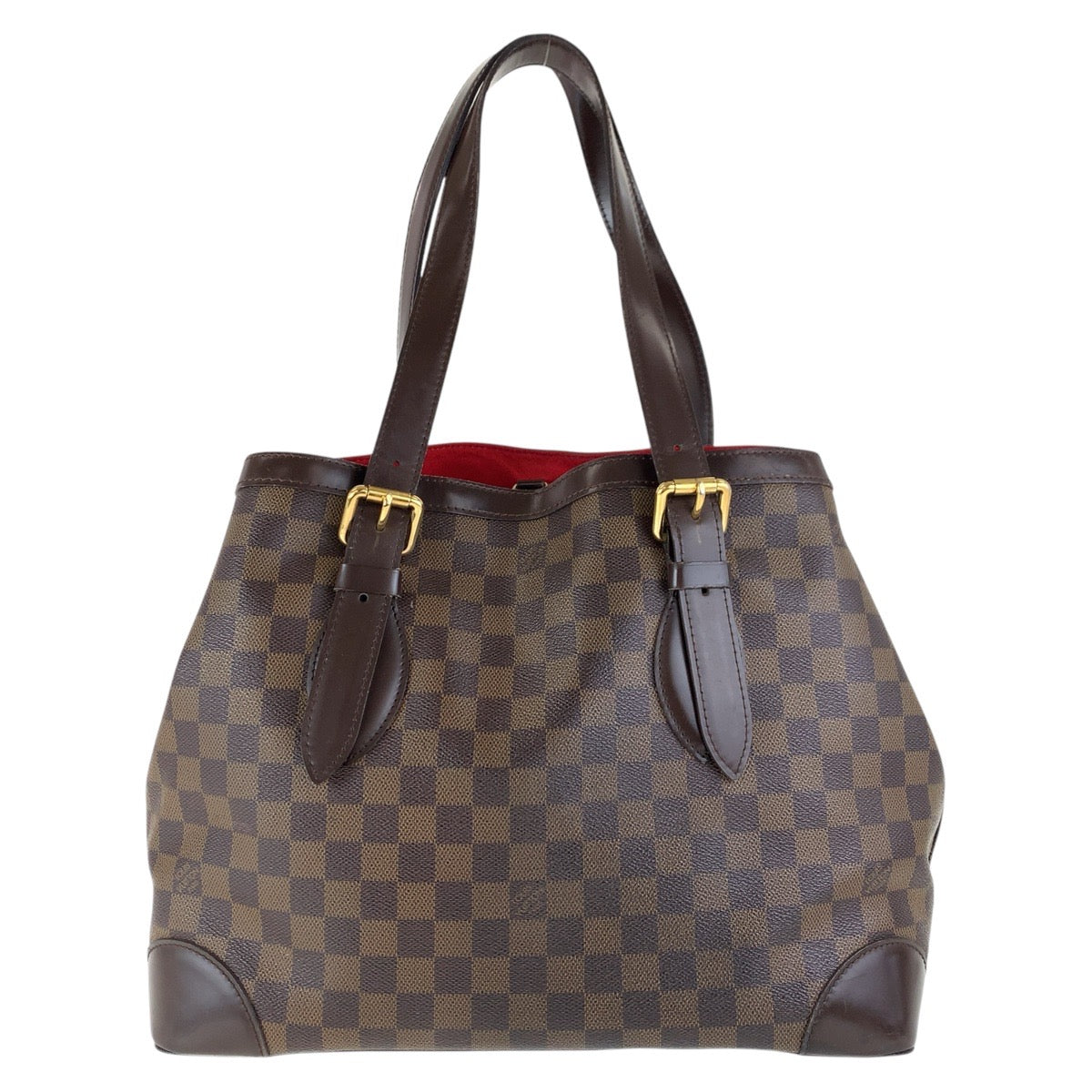 LOUIS VUITTON Tote Bag PVC Brown Gold Metal Damier Hamstead MM