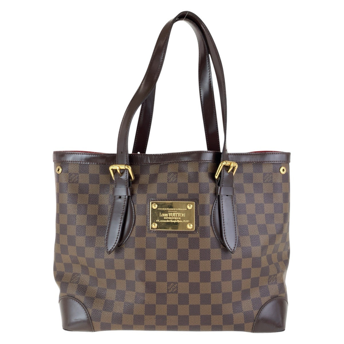 LOUIS VUITTON Tote Bag PVC Brown Gold Metal Damier Hamstead MM