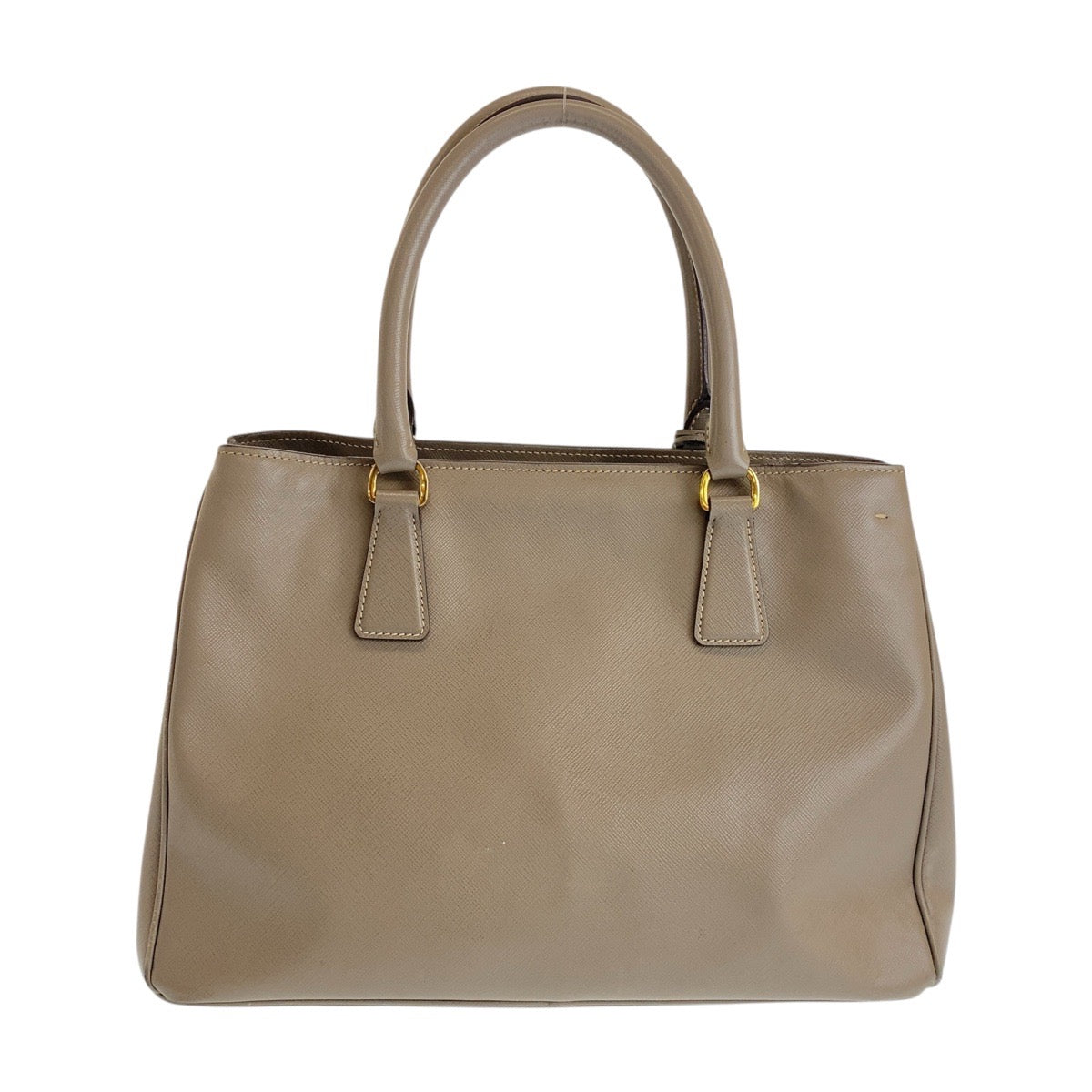 PRADA Handbag leather Greige Gold Metal Safiano Triangle With logo