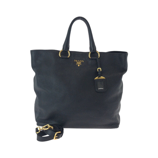 PRADA Shoulder Bag BN1713 leather Black Gold Metal Vitterodino logo