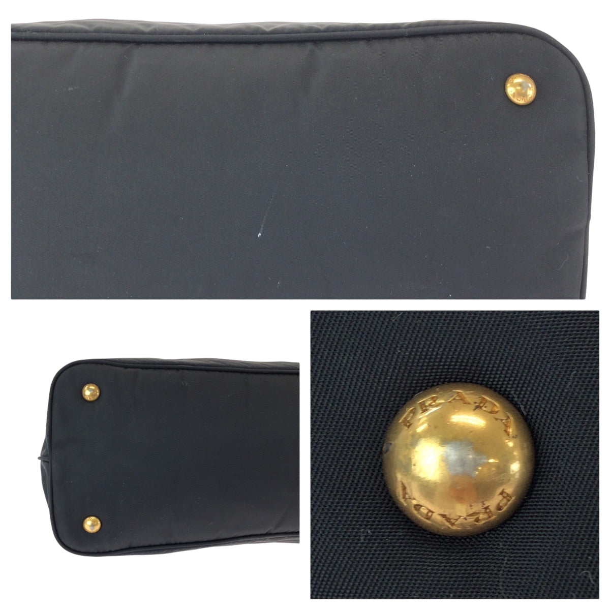 PRADA Tote Bag BN1902 Nylon Black Gold Metal Test logo