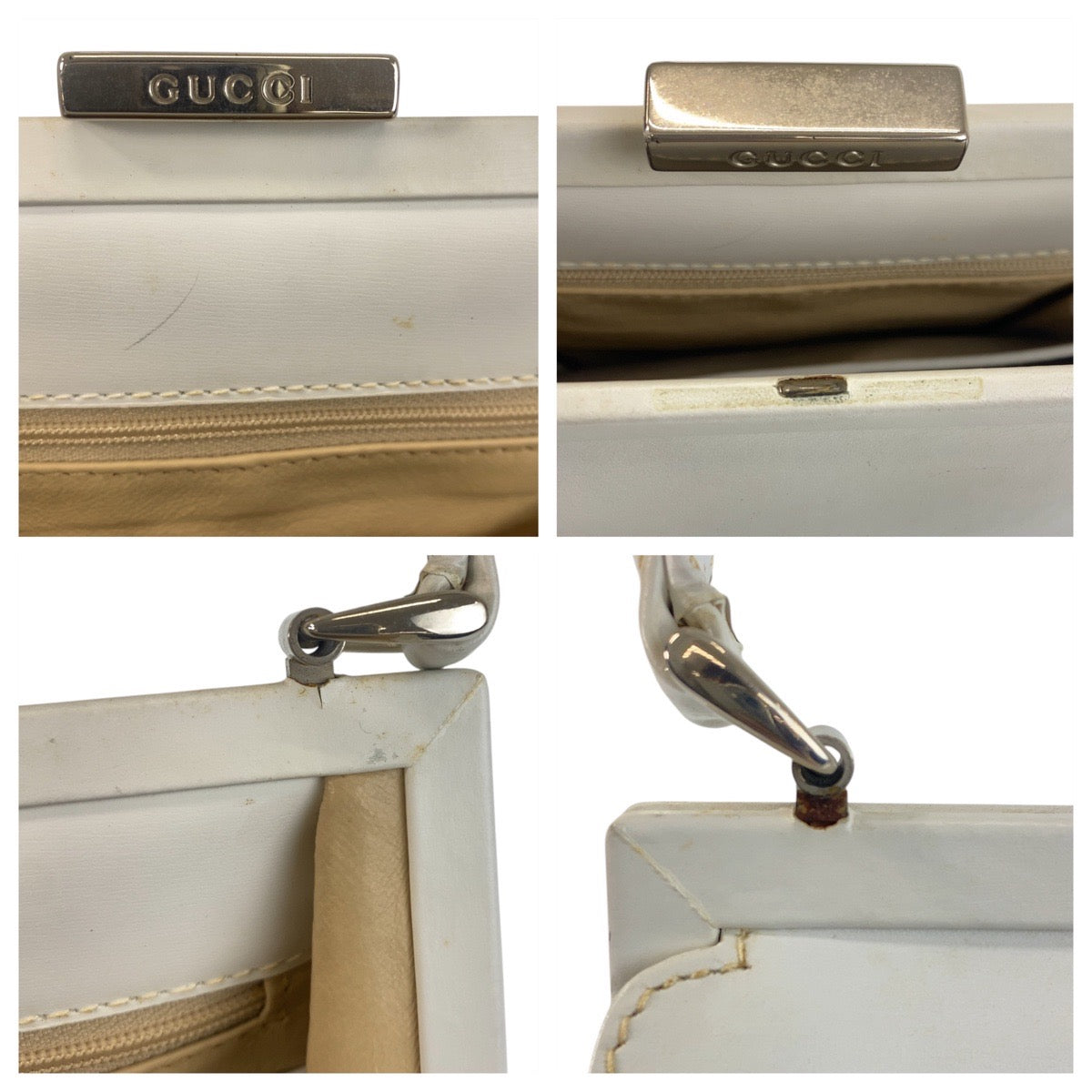 GUCCI Handbag 00020460301 leather White SilverMetal