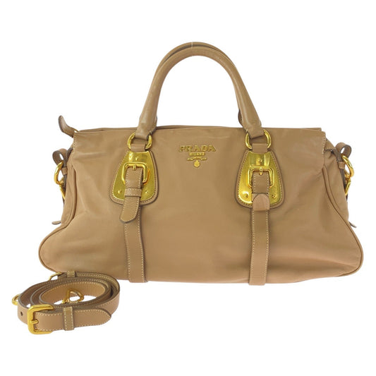 PRADA Handbag BN1903 leather Beige Gold Metal