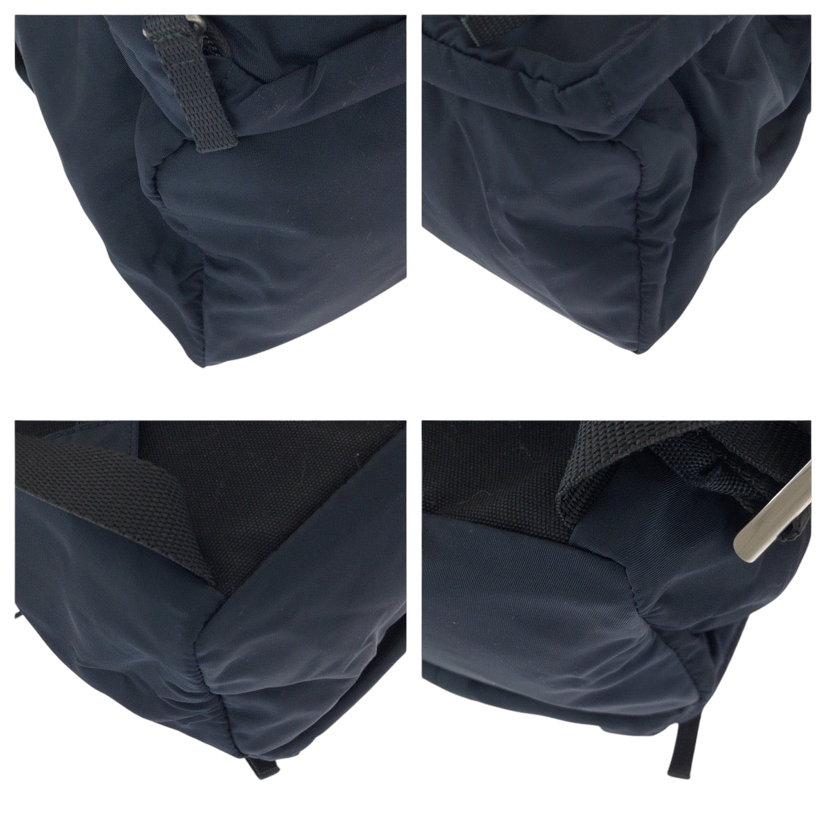PRADA Backpack Nylon Navy SilverMetal Backpack Backpack Test Triangle With logo Women - Style 2
