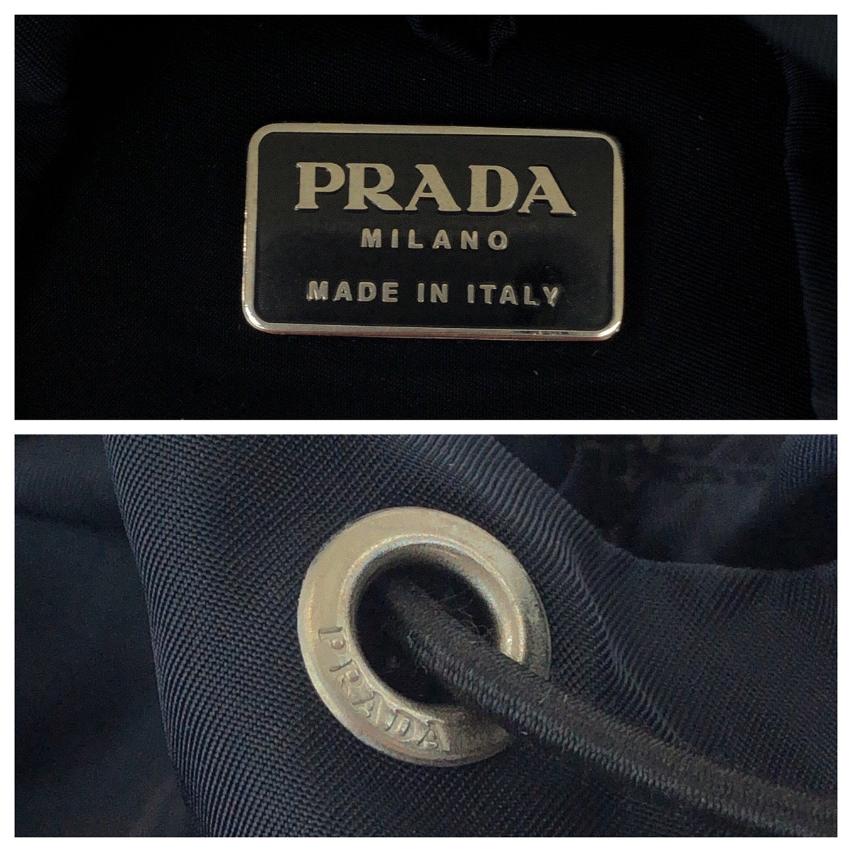 PRADA Backpack Nylon Navy SilverMetal Backpack Backpack Test Triangle With logo Women - Style 2