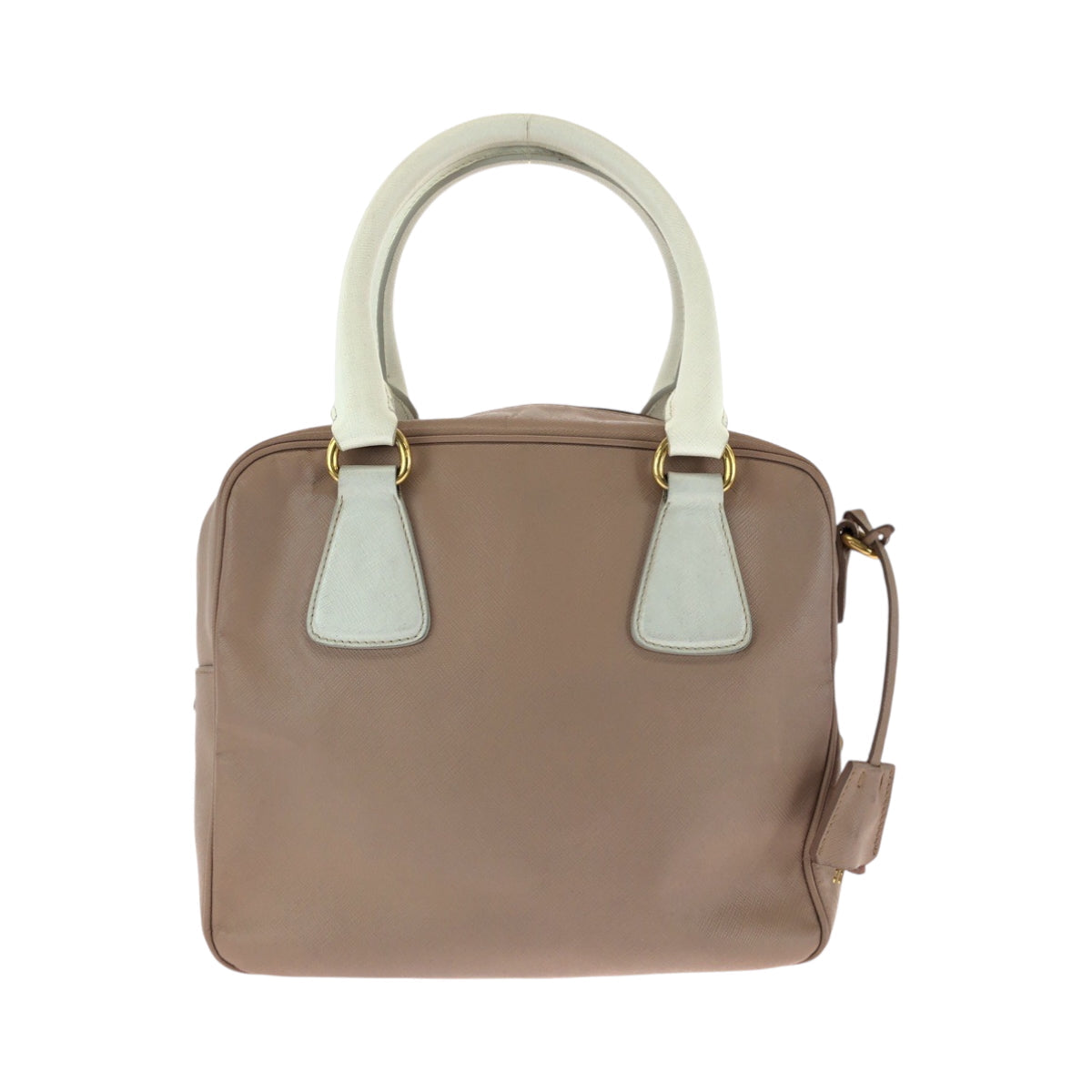 PRADA Shoulder Bag leather Pink White Gold Metal Safiano