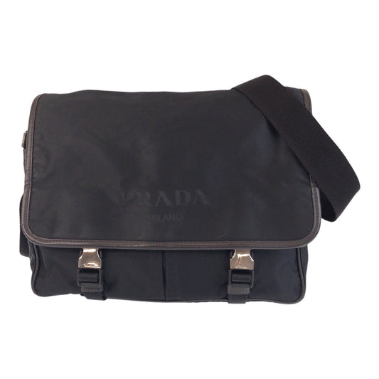 PRADA Shoulder Bag Nylon Black SilverMetal Test Triangle With logo