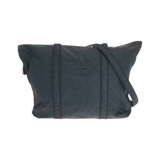 PRADA Tote Bag Nylon Black GoldMetal Tote Bag Shoulder Bag Test Logo embroidery Women