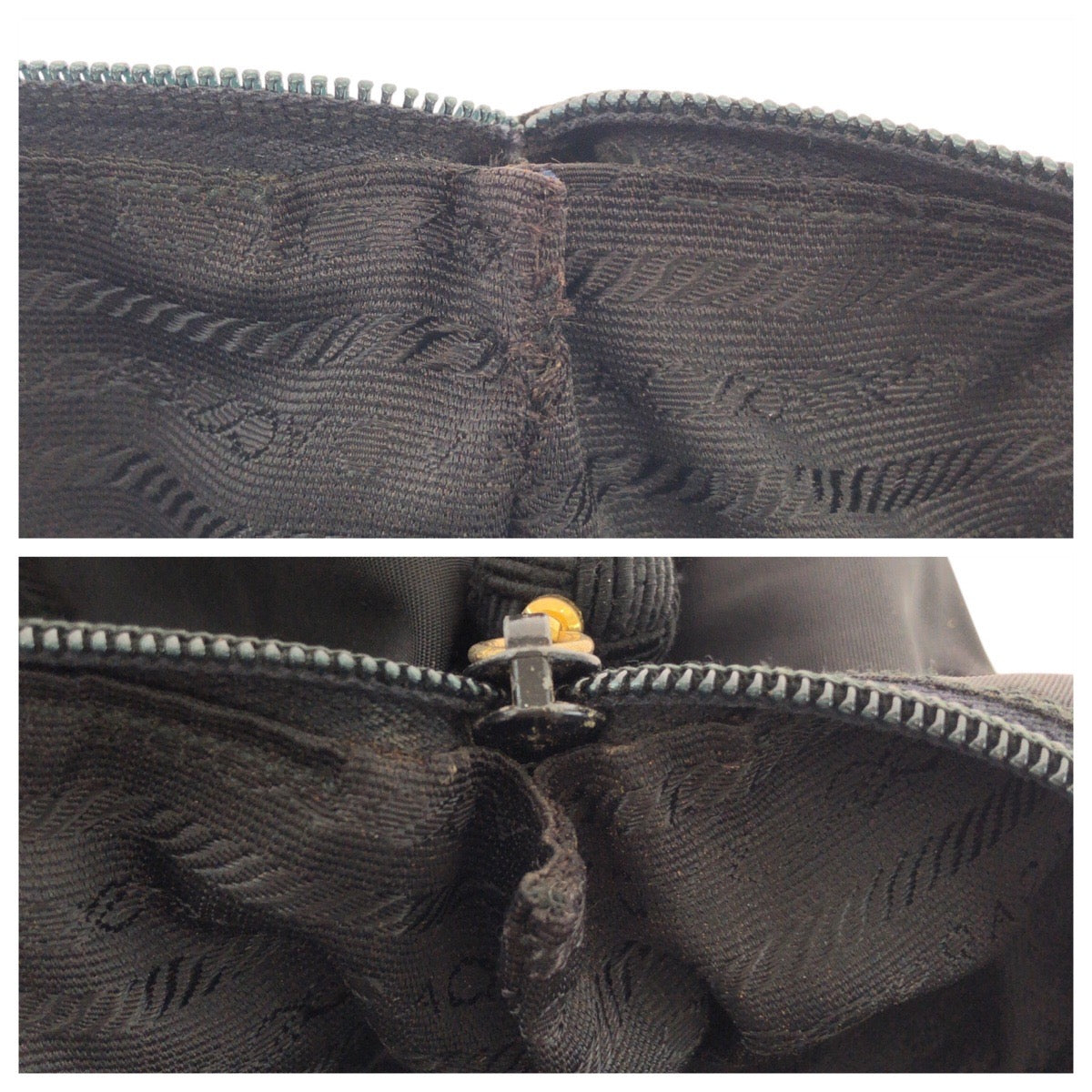 PRADA Tote Bag Nylon Black GoldMetal Tote Bag Shoulder Bag Test Logo embroidery Women