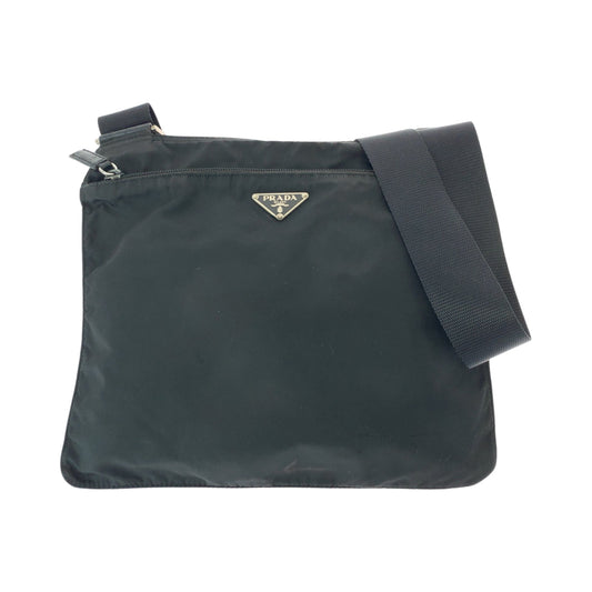 PRADA Shoulder Bag Nylon Black SilverMetal Shoulder Bag pochette Test Triangle With logo mens