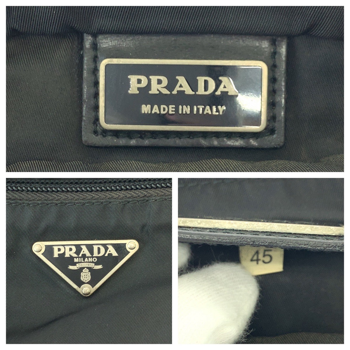 PRADA Shoulder Bag Nylon Black SilverMetal Shoulder Bag pochette Test Triangle With logo mens - Style 4