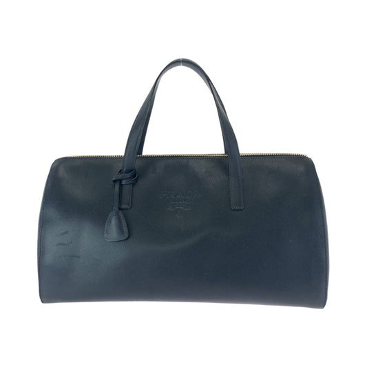 PRADA Boston Duffel bag leather Navy Gold Metal Boston Duffel bag Handbag Safiano Women(Unisex)