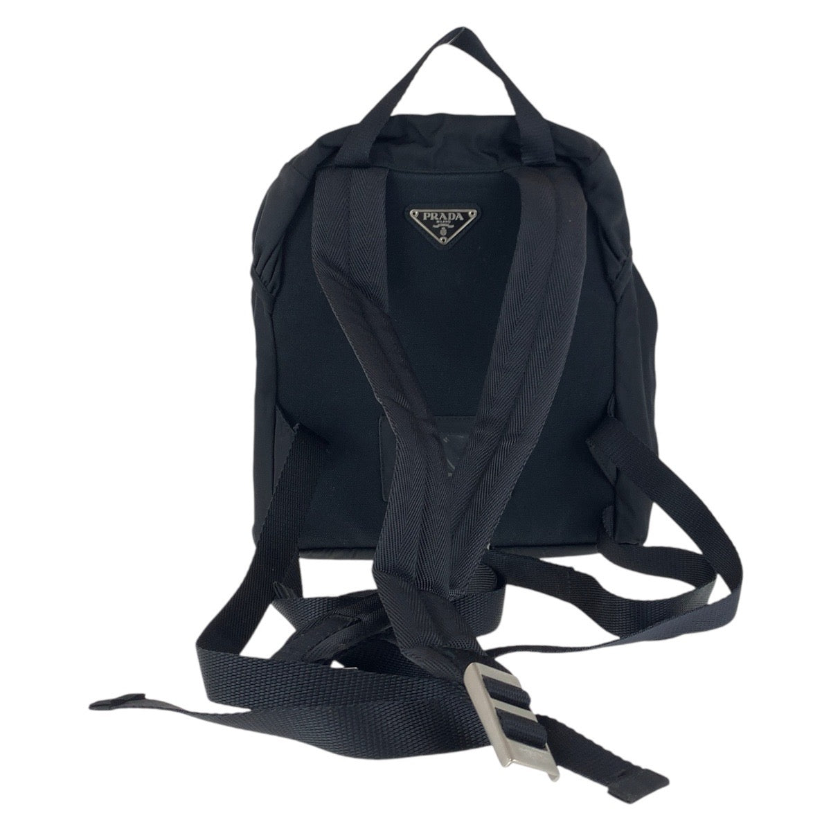 PRADA Backpack Nylon Black SilverMetal Test Triangle With logo - Style 5
