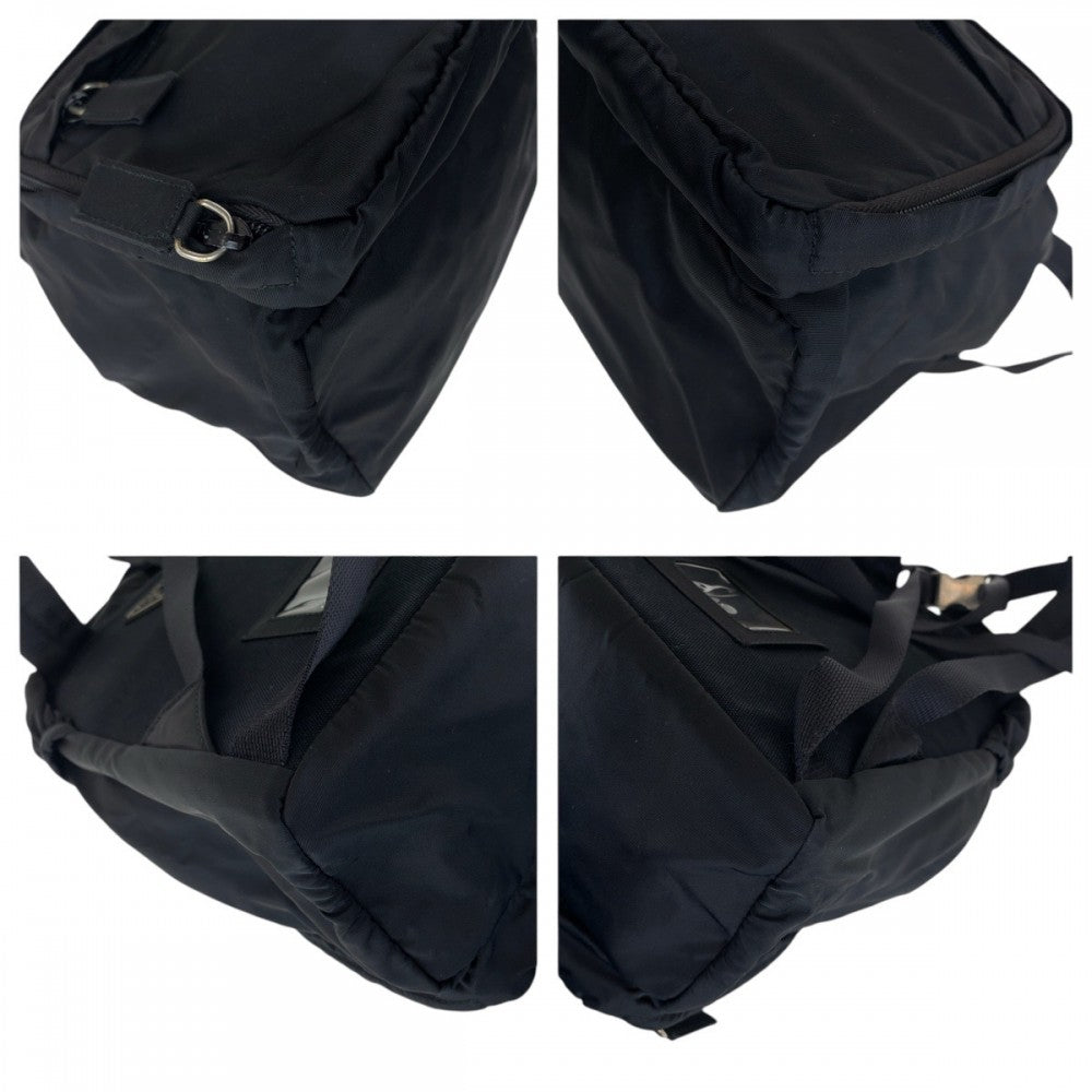 PRADA Backpack Nylon Black SilverMetal Test Triangle With logo - Style 5
