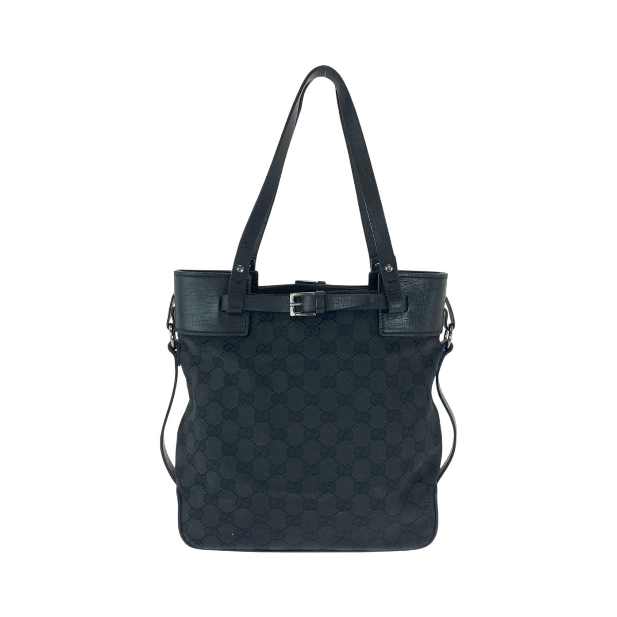 GUCCI Tote Bag 107757 GG canvas Black SilverMetal Tote Bag Shoulder Bag Women