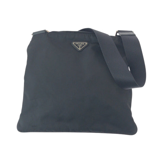 PRADA Shoulder Bag Nylon Black SilverMetal Shoulder Bag pochette Test Triangle With logo Women