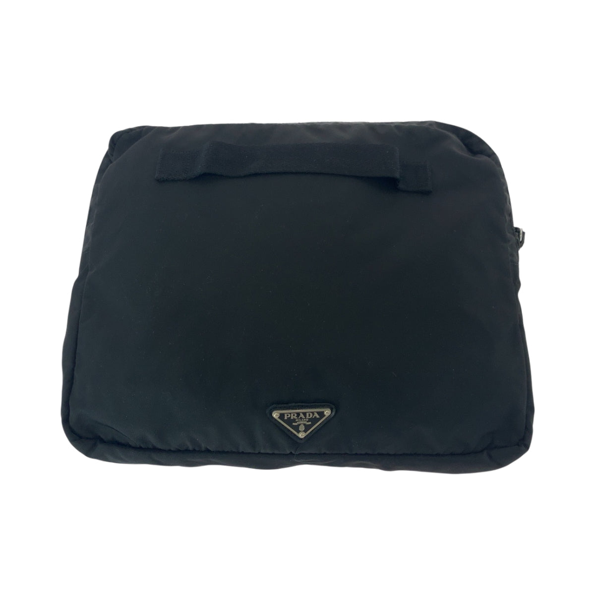 PRADA Clutch bag Nylon Black SilverMetal Test Triangle With logo - Style 2