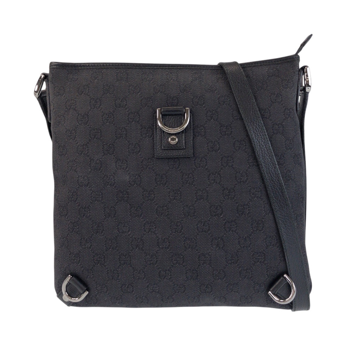 GUCCI Shoulder Bag 268642 GG canvas Black SilverMetal Abbey