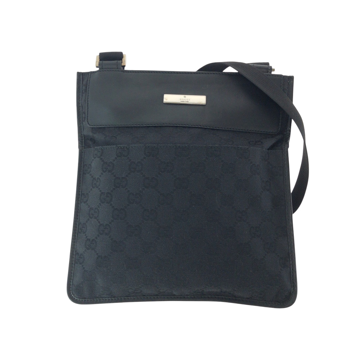 GUCCI Shoulder Bag 27639 GG canvas Black SilverMetal