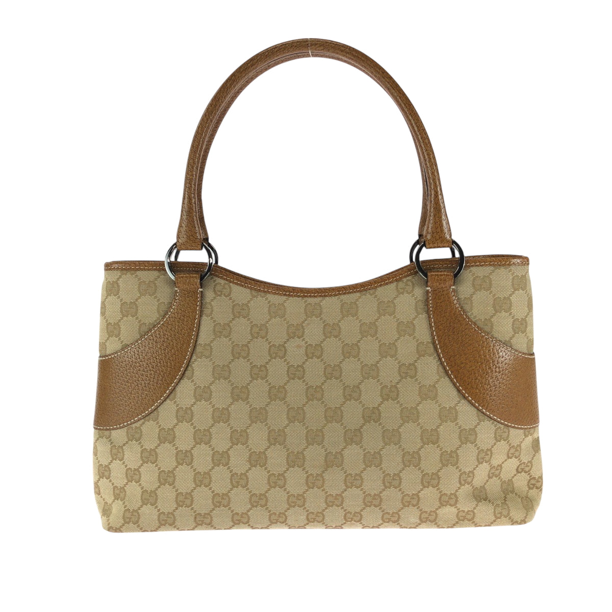 GUCCI Tote Bag 113015 GG canvas Brown Beige SilverMetal