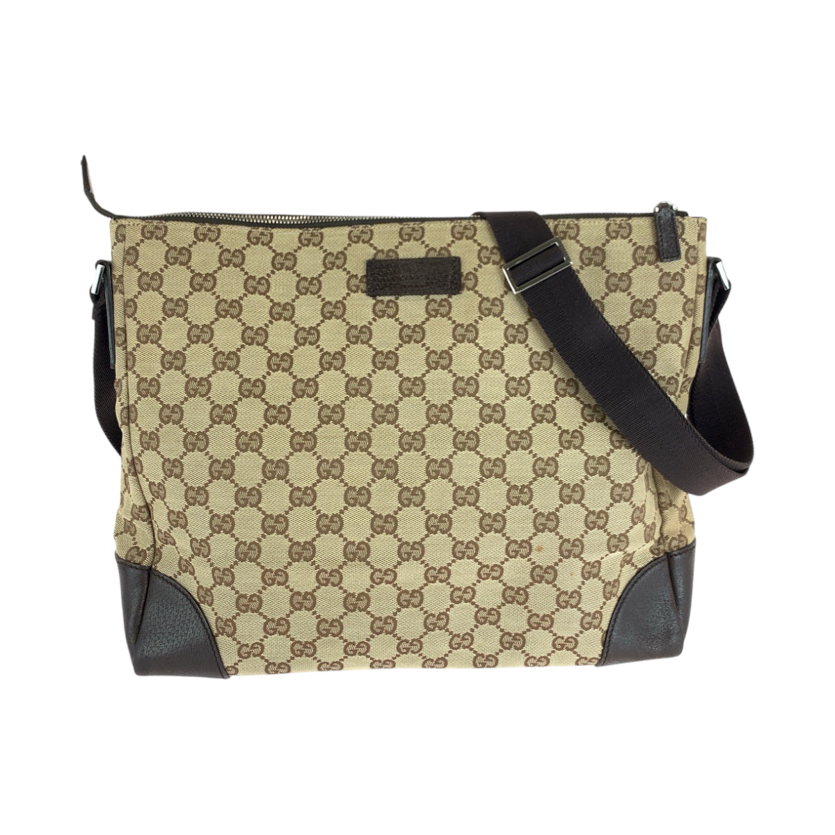 GUCCI Shoulder Bag 110054 GG canvas Beige Brown SilverMetal