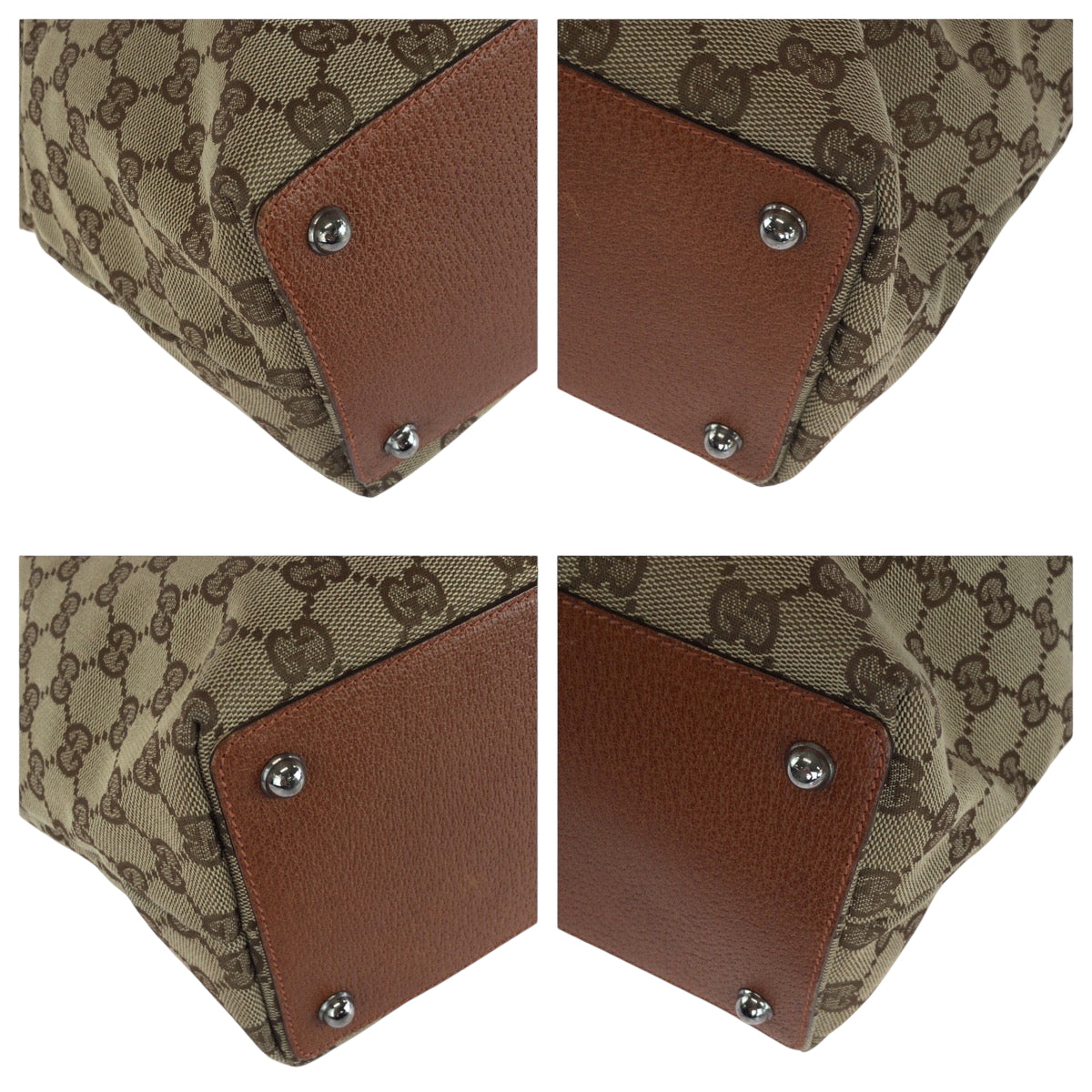 GUCCI Tote Bag 120836 GG canvas Brown Silver Metal Tote Bag Shoulder Bag Women