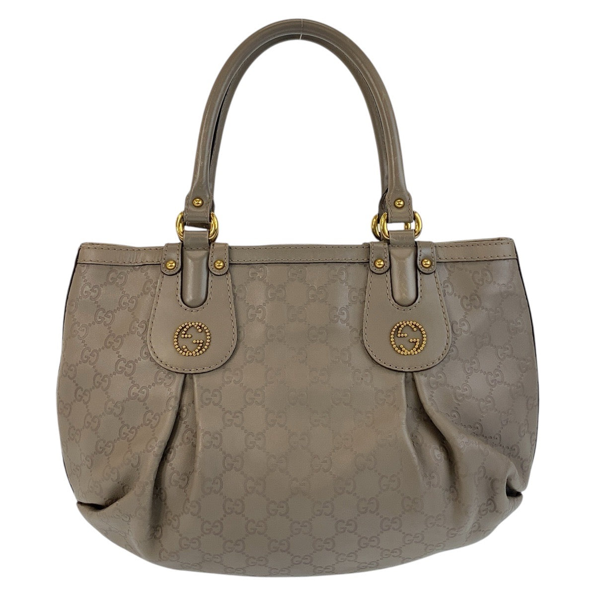 GUCCI Tote Bag 269953 leather Greige Gold Metal Scarlet Guccissima