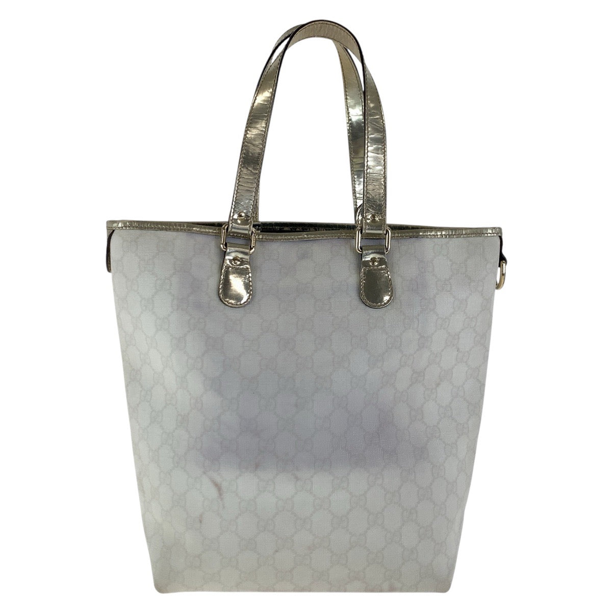 GUCCI Tote Bag 189896 GG Supreme Canvas White gold