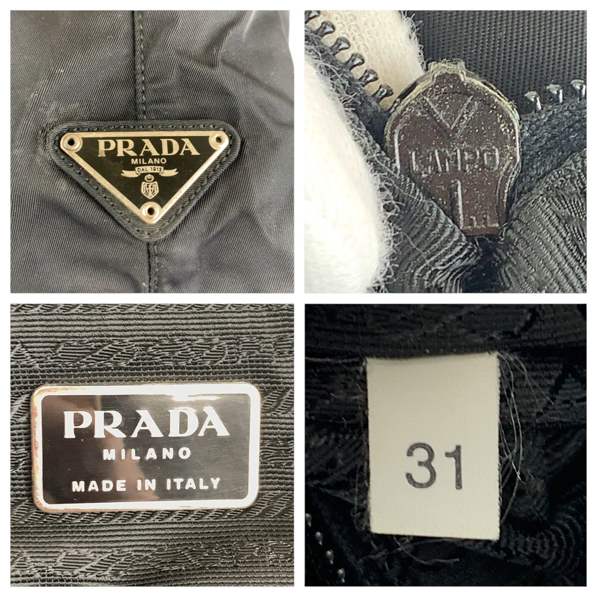 PRADA Tote Bag Nylon Black SilverMetal Tote Bag Shoulder Bag Test Triangle With logo Women - Style 3