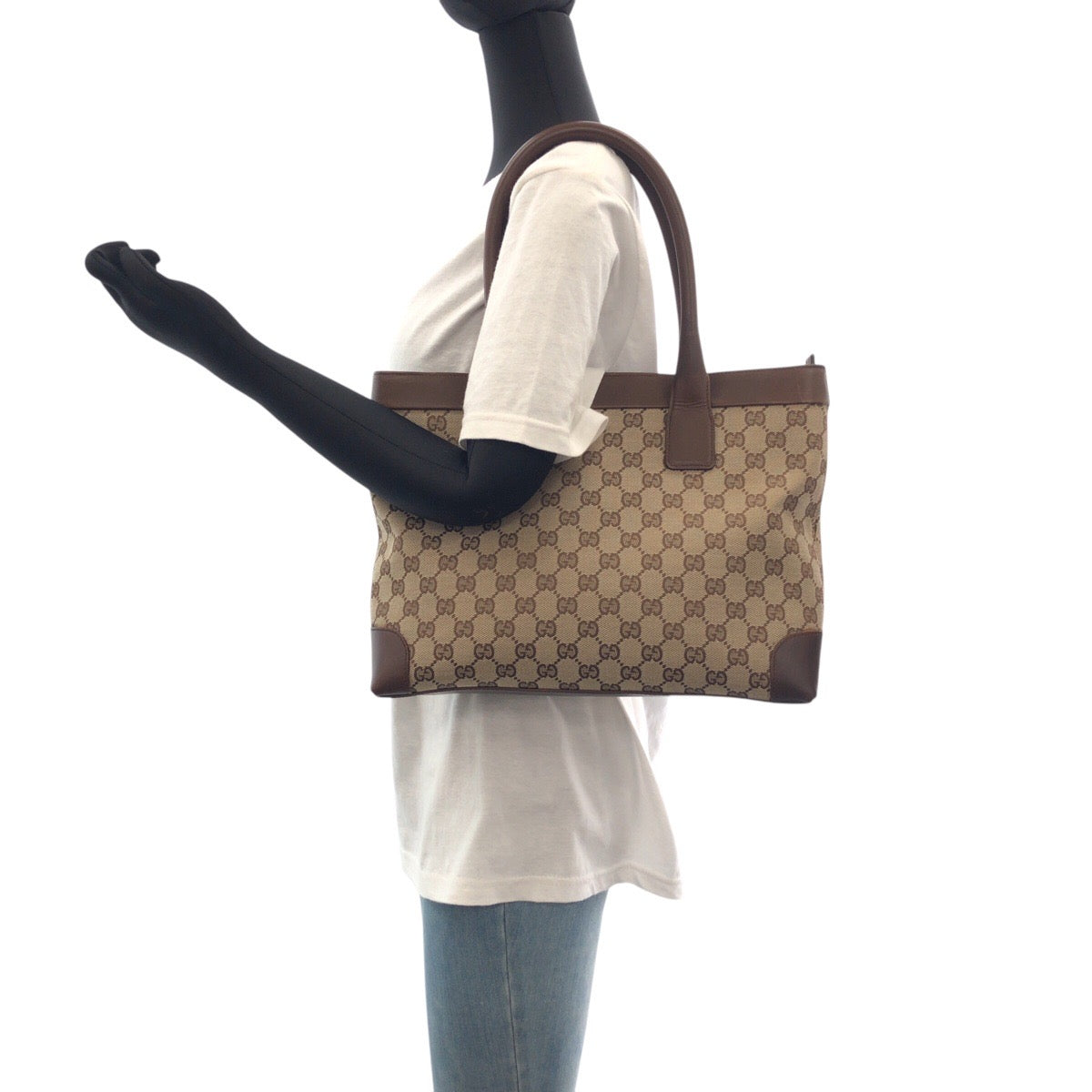 GUCCI Tote Bag 33890 GG canvas, leather Brown beige Tote Bag Shoulder Bag Women